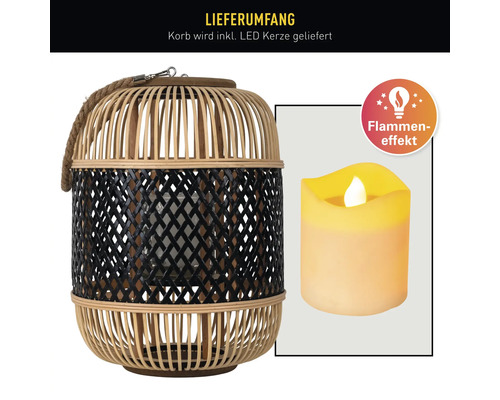 Dekorative Laterne aus Rattan mit LED Kerze