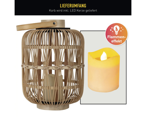 Dekorative Laterne aus Rattan mit LED Kerze
