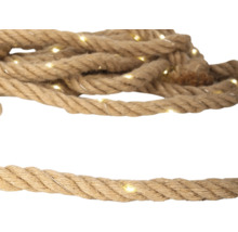 Hanfseil mit integrierter LED-Lichterkette für dekorative Beleuchtung.
