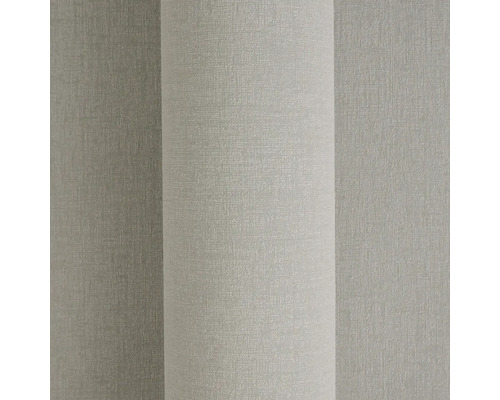 Vliestapete mit feiner Leinenstruktur in Beige-Grau.