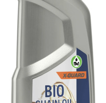 Biokettenöl in einer grauen Ölflasche