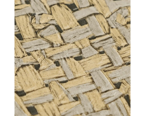 Tapete in geflochtener Korboptik mit realistischer Oberflaechentextur.