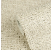 Vliestapete mit strukturierter Geflecht-Optik in Beige.
