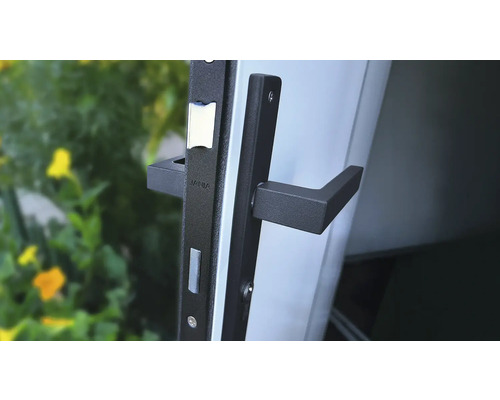 Türbeschlag mit Drückergarnitur und Schließblech