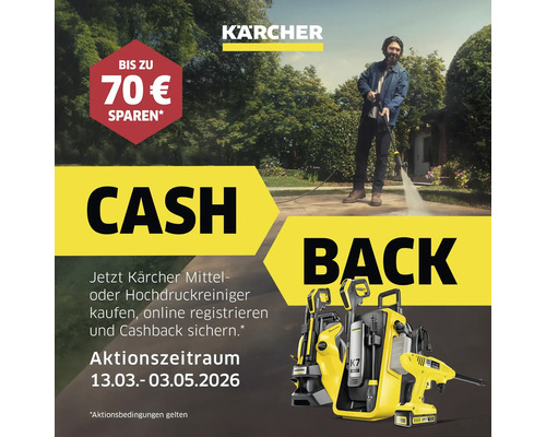 Kärcher Cash Back Aktion für Mittel- und Hochdruckreiniger vom 13.03. bis 03.05.2026