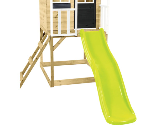 Spielturm aus Holz mit Rutsche und Leiter