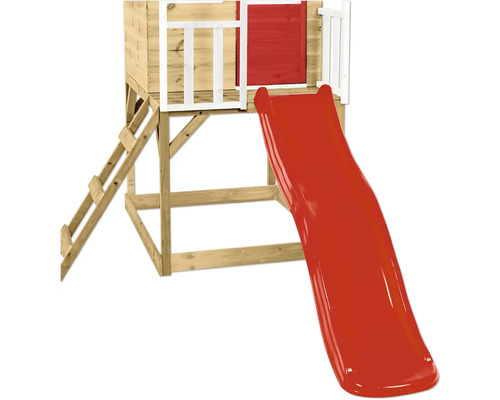 Spielturm aus Holz mit Rutsche und Leiter