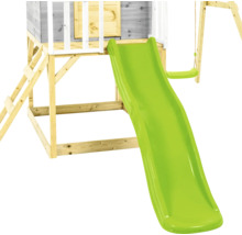 Spielturm mit Rutsche und Schaukel aus Holz