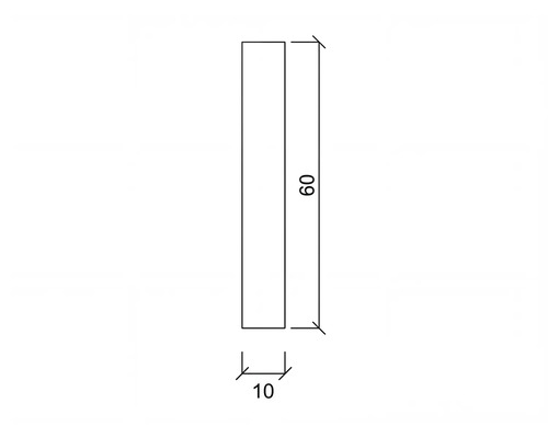 Technische Zeichnung eines Bauelements mit den Maßen 60 mal 10.