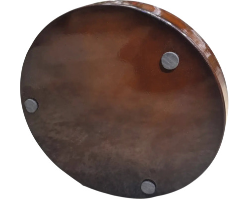 Unterseite eines runden Holztabletts mit Füßen