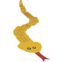 Aufblasbare gelbe Schlange für den Pool mit roter Zunge und schwarzen Schuppen