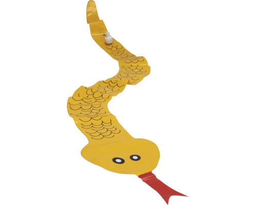 Aufblasbare gelbe Schlange für den Pool mit roter Zunge und schwarzen Schuppen