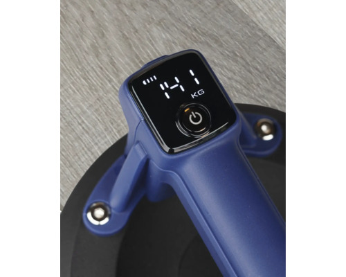 Digitaler Saugheber mit Displayanzeige von 141 Kilogramm und Ein-Aus-Taste.