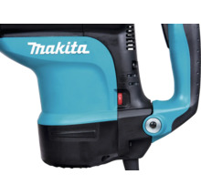 Detailansicht eines Makita Elektrowerkzeugs mit Makita Logo, Geschwindigkeitsregler, Funktionswahlschalter und Handgriff.