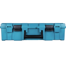 Makita Werkzeugkoffer aus blauem Kunststoff mit schwarzen Verschlüssen und Tragegriff.