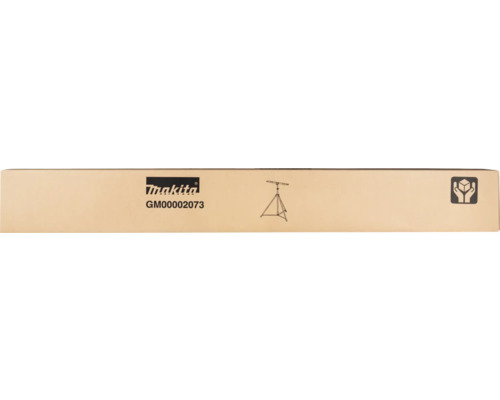 Makita Kartonverpackung für Stativ GM00002073 mit Makita Logo und Symbol für vorsichtige Handhabung.