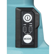 Bedienfeld eines Elektrowerkzeugs mit Ein- und Ausschalter sowie Modustaste zur Auswahl zwischen Einzel- und Kontaktauslösung.