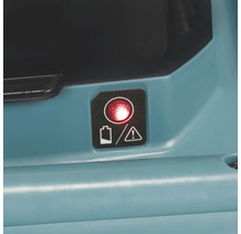 Anzeigeleuchte für Akkustand und Warnhinweis.