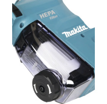 Makita Staubbox mit integriertem HEPA-Filter und transparentem Sichtfenster zur Füllstandskontrolle.