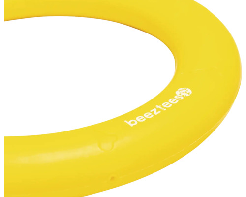 Beeztees Logo auf einem gelben Hundespielzeugring