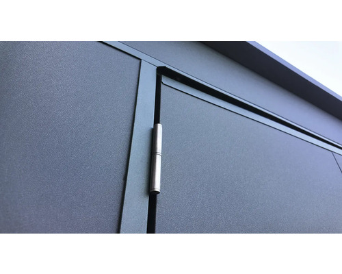 Detailansicht einer Metalltür mit Scharnier