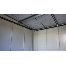 Innenansicht eines Gerätehauses mit Wand- und Dachelementen