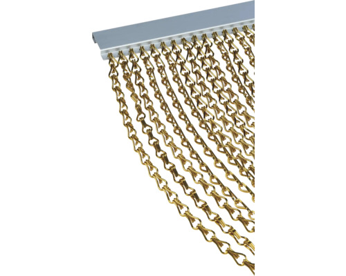Goldfarbener Kettenvorhang mit Befestigungsschiene