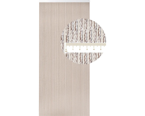 Dekorative Fadengardine mit silberfarbenen Akzenten und Messskala zur Detailansicht