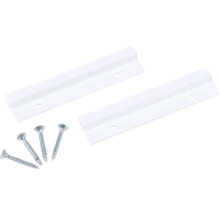 Zwei weiße Hängeregistraturleisten mit vier Schrauben