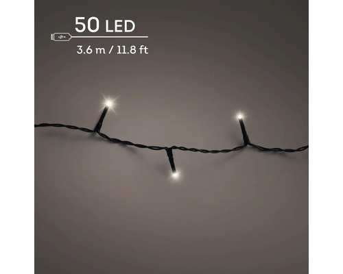 LED-Lichterkette mit 50 LEDs, Länge 3,6 Meter, mit USB-Anschluss.