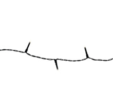 Lichterkette mit Leuchtdioden an einem schwarzen, gedrehten Kabel.