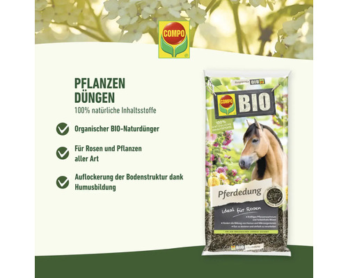 Compo Rosendünger mit organischer Bio Pferdedung im Sack