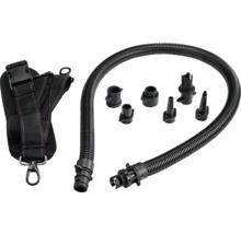 Schlauch mit verschiedenen Aufsätzen und Tragegurt