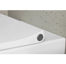Weißer WC-Sitz mit Absenkautomatik und Knopf