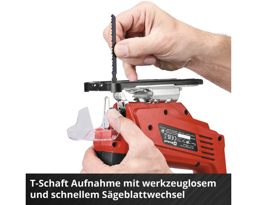 Einhell Stichsäge mit T-Schaft Aufnahme für werkzeuglosen Sägeblattwechsel