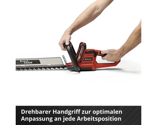 Einhell Akku Heckenschere mit drehbarem Handgriff in Anwendung