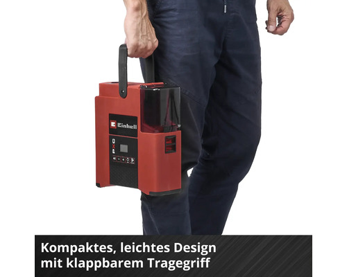 Einhell Akku-Kompressor im Einsatz mit Tragegriff