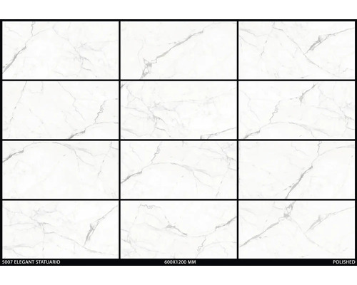 Polierte Fliesen mit Marmoroptik, Format 600x1200 mm