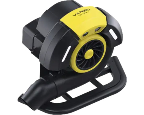 Yarbo Laubbläser-Modul für Roboter aus schwarzem und gelbem Kunststoff mit Gebläsedüse und Montagerahmen.