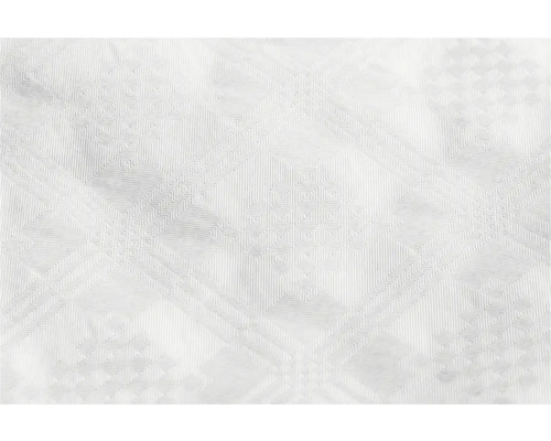 Weiße Strukturtapete mit geprägtem geometrischem Karomuster.