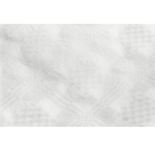 Weiße Tapete mit geprägtem geometrischem Muster aus Rauten und Linien.