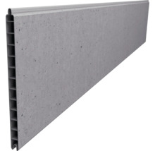 Wandpaneel in Betonoptik mit Hohlkammerprofil und Nut-Feder-Verbindung.