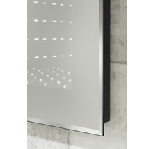 Wandspiegel mit Infinity-LED-Lichteffekt und schwarzem Rahmen.