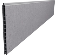 Sichtschutzelement in Betonoptik mit Hohlkammerprofil und Nut-Feder-Verbindung.