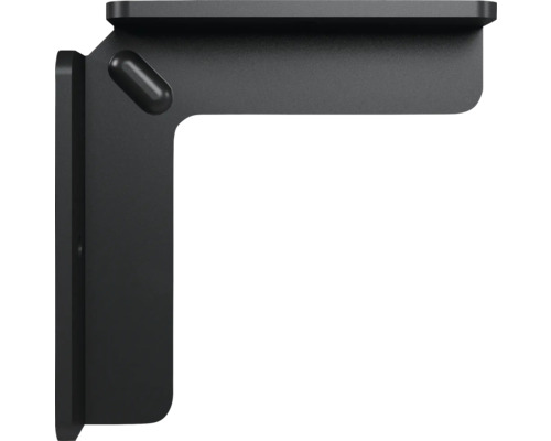 Regalkonsole aus Metall in L-Form, Schwarz, mit verstärkter Ecke für Stabilität.