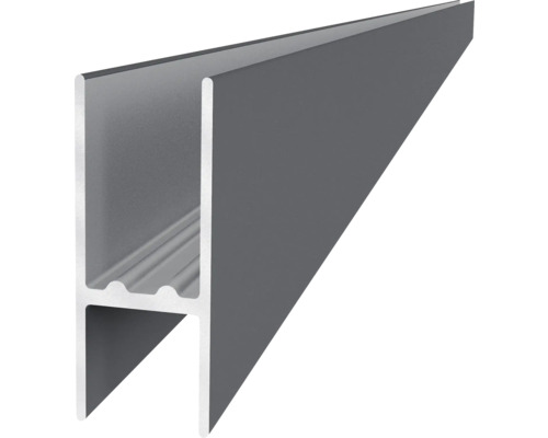 Aluminium H-Profil für die Montage von Glaspaneelen, silbergrau.
