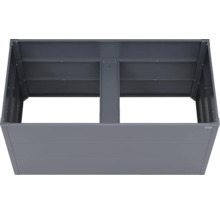 Hochbeet aus Metall mit Mittelstrebe von Weka. Weka Logo.