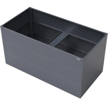 Rechteckiges Hochbeet aus Metall von Weka in Anthrazit mit einer Innenverstrebung.