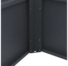 Eckverbindung aus Metall mit Verschraubung für Hochbeete oder Gartenkästen.