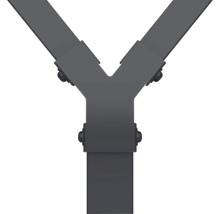 Dunkelgrauer Metall-Y-Verbinder für rechteckige Pfosten mit Schraubbefestigungen.